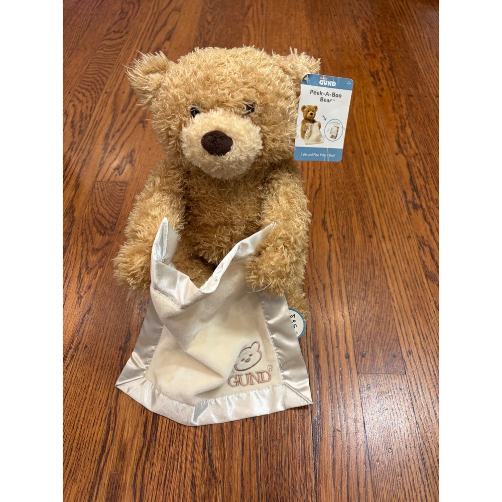 Baby GUND Peek-A-Boo Bear Animated Plush Teddy Bear Tan 320193 NWT